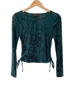 Shyanne Velvet Burnout side tie top S daek green floral whimsigoth dark romantic